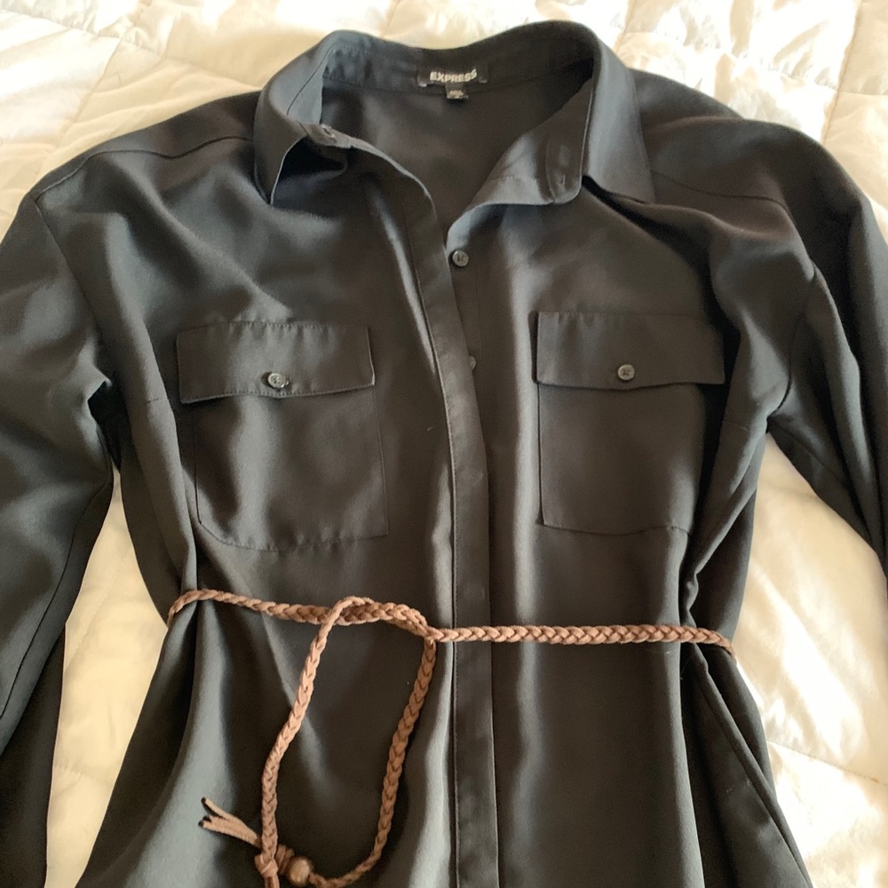 Black button up dress